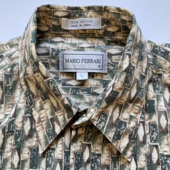 Mario Ferrari Mens Casual Short Sleeve Shirt Large Hawaiian Button-Up Adult - Picture 3 of 12